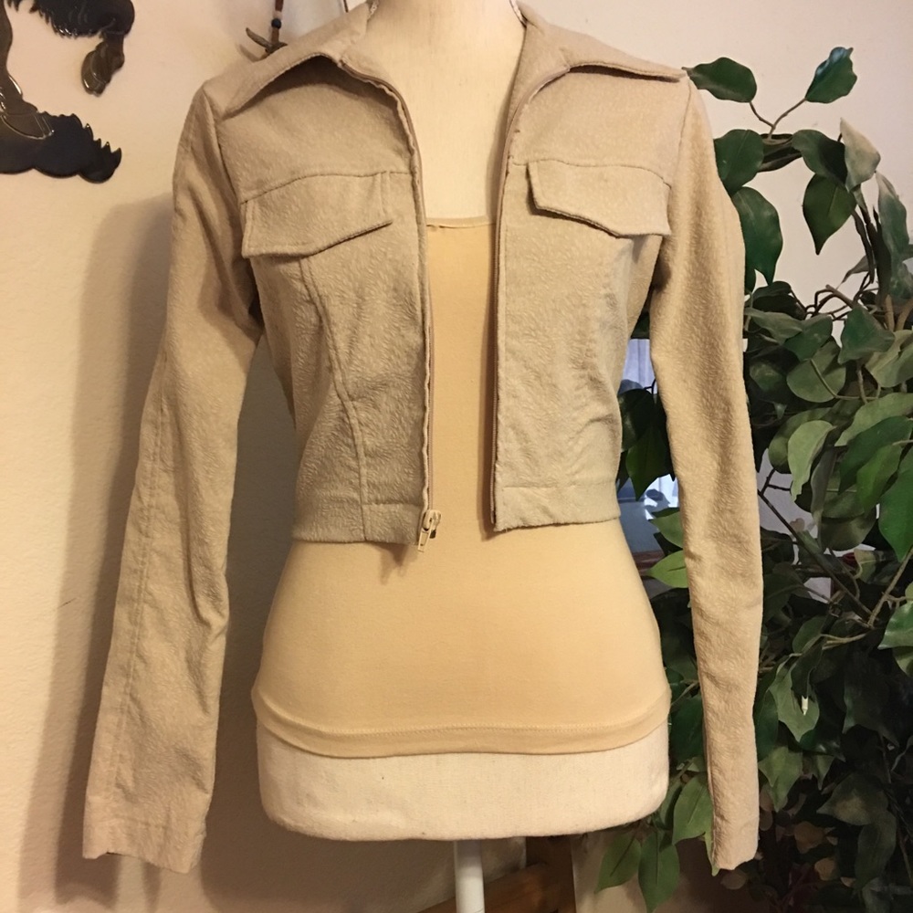 Georgette tan textured stretch jacket poncho S